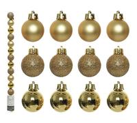 Set of 14 - Mini Matt/Shiny/Glitter Christmas Tree Baubles Mix in Tube - 3cm (Light Gold)