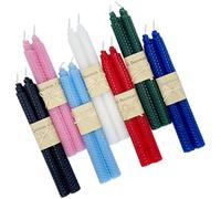 Set of 14 Taper Candles, 7 Colors Beeswax Taper Candles, Premium Quality- Unscented, Hand-Rolled, Dripless and Smokeless Elegant Seasonal Summer Taper Candles Wedding Advent Home Decor Dinner