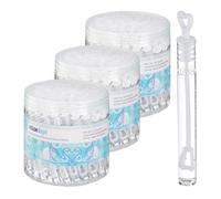 Set of 144 Soap Bubbles for Wedding, Transparent Tubes with Heart Handles, Guest Gift, HxØ: 10.5x1.3 cm, White