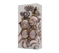 Set of 15 Plastic Christmas Ornaments Featuring Peppermint Candy Shapes for Holiday Tree Decorations and Festive Home Accents (Pine Cone)