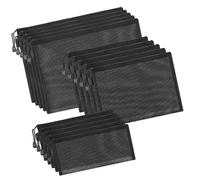 Set of 15 Sturdy Black Meshes Cosmetic Bags with Sturdy Zippers for Storing Makeup Toiletries and Accessories