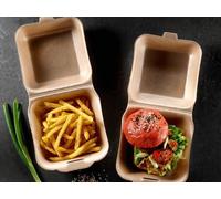 (Set of 150) Brown Insulated Clamshell Takeaway Food Burger Box Fish & Chip Tray Cake packaging box Storage Box Food Containers With Hinged Lid Restaurant Carryout Lunch Meal Salads (SMALL)