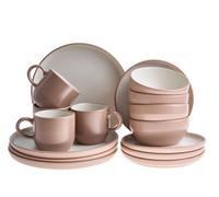 Set of 16 Dinnerware NUTMEG Stoneware Brown