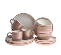 Set of 16 Dinnerware NUTMEG Stoneware Brown