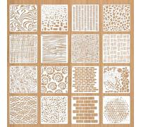 Set of 16 Geometric Textures Stencils Set, Reusable Painting Stencils, PET Craft Stencil, Spider Web DIY Stencils, for Linen Art, Wood Panelled Canvas, Masonry Surface