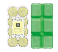 Set of - 16 Pcs x Lemongrass Scented Tea Lights Candle with 6 Pcs x Lime & Ginger Scented Soy Wax Melts - Wax Cubes Natural Pure Fragrance Tealight Candles