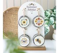 Set Of 16 Summer Solstice Wood Slice Decorations For Celebrations