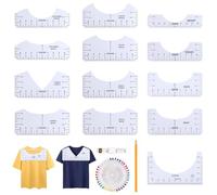 Set of 16 T-Shirt Alignment Ruler Set, DIY T-Shirt Centring Tool, PVC T-Shirt Ruler Guide, White Ironing Ruler for Sewing Designing T-Shirts and Crafts