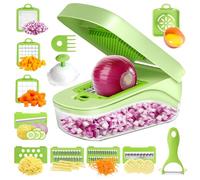 Set of 17 Upgrade manual veggie food dicer chopper hand vegetable onion cutter with container,stainless steel kitchen gadgets