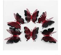 Set of 18 3D Butterfly Wall Stickers,Golden 3D Butterfly Wall Decals in PET Material for Valentine's Day Bedroom Living Room Decoration