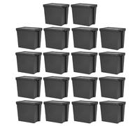 [Set of 18] 92L Heavy Duty Black Storage Box with Lid Recycled Plastic Container