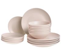 Set of 18 Dinnerware VIVANI Stoneware Light Beige