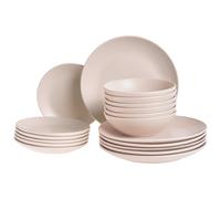 Set of 18 Dinnerware VIVANI Stoneware Light Beige