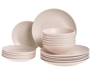 Set of 18 Dinnerware VIVANI Stoneware Light Beige