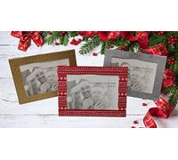 Set of 18 photo christmas cards - personalise your own christmas cards with a 6 x 4 Inch photo - red gold and silver christmas greetings cards - personalised christmas cards - cards with frame.