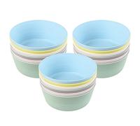 Set of 18 x KALAS Kids' Plastic Bowls, 12cm, Mixed Pastel Colours, Stackable, Dishwasher Safe
