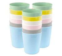 Set of 18 x KALAS Kids' Plastic Cups, 230ml, Mixed Pastel Colours, Stackable, Dishwasher Safe