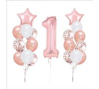 Set of 19 rose gold first birthday balloons