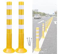 Set of 2 Ø 20 x 75 cmPlastic Driveway Security Post Barrier, Multiple colours Flexible Road Traffic Delineator Post Kit for Increased Visability and Screws(Yellow)