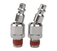 Set of 2 1/4 NPT Quick Joint Connectors for Air Compressor, For 360 Degree Rotatable Ball Head to Prevent Hose Twisting, Zinc Plated Metal (B)