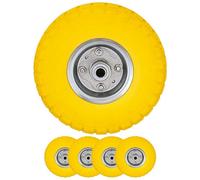 Set Of 2 10" Pneumatic Sack Truck Trolley Wheel Barrow Yellow Tyres Rubber Long Lasting Replacement Cart