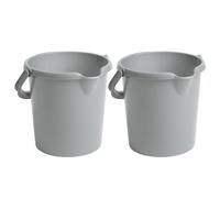 [Set of 2] 10L Silver Plastic Storage Cleaning Buckets Carry Handle Garden UK.