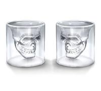 Set of 2 150ml Crystal Skull Shot Glass Double Layer Transparent Skull Pirate Shot Glasses, Halloween Funny Crystal Drinking Cup,Whiskey Glasses,Cool Beer Cup for Wine Cocktail Vodka
