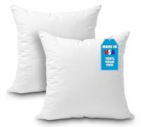 Set of 2-16 x 16 Premium Hypoallergenic Stuffer Pillow Insert Sham Square Form Polyester, Standard/White - Made in USA @ M&A STYLES LTD