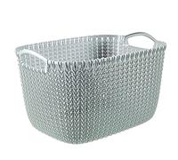 Set of 2-19L Large Plastic Knit Storage Basket, Blue | Nestable Stylish & Decorative Storage Basket | Laundry Hamper/Storage Container, Storage Organizer Space Saving Hamper/Basket