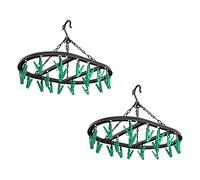 [Set of 2] 20-Piece Oval Sock Dryer Clothes Peg Airer Washing Line Laundry Socks Rack | Space Saver Hanger