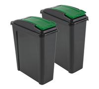 [Set of 2] 25L Slimline Recycle Recycling Bin Kitchen Trash Can Rubbish Dustbin