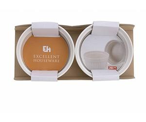 Set of 2 260 ml White Ceramic Porcelain Ramekin Serving Oven Dish Creme Brulee by Excellent Houseware