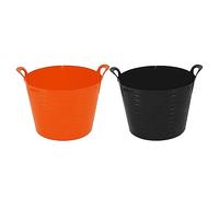 Set of 2-26L Flexi Orange and Black Multipurpose Flexi Tub | Robust Versatile, Medium, Garden Home Flexible Plastic Storage Container Bucket Tub Trug Horse Feeder Flex Tub, MADE IN UK