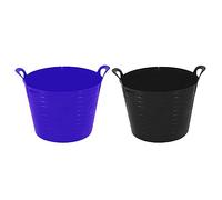 Set of 2-26L Litre Flexi Purple and Black - Robust Versatile Multipurpose Medium Flexi Tub Garden Home Flexible Plastic Storage Container Bucket Tub Trug Horse Feeder Flex Tub- MADE IN UK