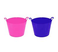 Set of 2-26L Litre Flexi Purple and Pink - Robust Versatile Multipurpose Medium Flexi Tub Garden Home Flexible Plastic Storage Container Bucket Tub Trug Horse Feeder Flex Tub- MADE IN UK