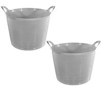 Set of 2-27 Litre Flexi Tub Versatile Multi Purpose Flexible Rubber Storage Container Bucket (Grey)