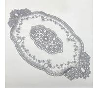 Set of 2 29 cm x 51 cm Embroidered Lace Placemat Coasters Retro Lace Embroidery Placemats Crochet Lace Doilies for Table Decoration Festival Decoration Wedding Decoration, Grey