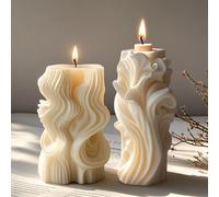 Set of 2 3D Silicone Candle Moulds Set, DIY Candle Moulds for Home, Gifts & Christmas - Silicone Moulds Casting Moulds Perfect Candle Moulds for DIY Beginners and Advanced Users (Wave)