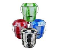 (Set of 2) - 3L Litre Plastic Tie Dye Design Buckets with Lid and Metal Handle Multipurpose Storage Bucket Hard Wearing Bucket for Garden Home Cleaning Camping Fishing Travel Water Storage (Random)
