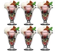 Set Of 2 4 6 Clear Glass Flower Shaped Ice Cream Cup Sundae Bowl Footed Dessert