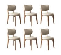Set of 2/4/6 Solid Wood Dining Chairs with table Backrest & Soft Seat Easy Installat t for Restaurants & Kitchens Light Walnut & Khaki h
