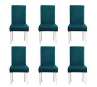 Set of 2/4/6 Stretchable Waterproof Artificial Leather Dining Chair Covers Oil-Resistant Removable & Washable Elegant Cyan Color - Perfect for Home Decor