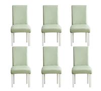 Set of 2/4/6 Stretchable Waterproof Faux Leather Dining Chair Covers Oil-Resistant Removable & Washable Light Green Perfect for Home & Restaurant Use