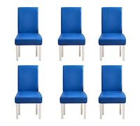 Set of 2/4/6 Stretchable Waterproof Faux Leather Dining Chair Covers Removable & Washable Oil-Resistant Navy Blue Perfect for Home & Restaurant Use