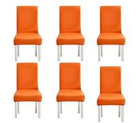 Set of 2/4/6 Stretchable Waterproof PU Leather Dining Chair Covers Oil-Resistant Removable & WashableSlipcovers (Orange Pack of)