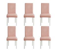 Set of 2/4/6 Waterproof & Oil-Resistant Stretchable Faux Leather Dining Chair Covers Removable & Washable (Pink) - Perfect for Home or Restaurant Use