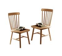 Set of 2/4 Dining Chairs, French Country Solid Wood Kitchen Chairs, High Spindle Back Armless Side Chairs for Dining Room, Restaurant, Living Room - Natural h
