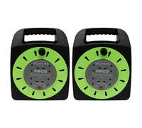 (Set of 2) - 4 Way Socket Cable 25M Cable Extension Reel Mains Heavy Duty 13 Amp Fused UK Plug Thermal Cut Out - Indoor and Outdoor Lead for Home Office Lawn Mower Industrial Work DIY & Garden