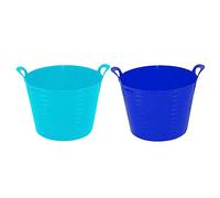 Set of 2-42L Litre Flexi Blue and Sky Blue - Robust Versatile Multipurpose Large Flexi Tub Garden Home Flexible Plastic Storage Container Bucket Tub Trug Horse Feeder Flex Tub- MADE IN UK
