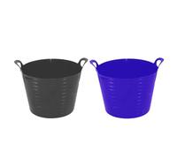 Set of 2-42L Litre Flexi Purple and Black - Robust Versatile Multipurpose Medium Flexi Tub Garden Home Flexible Plastic Storage Container Bucket Tub Trug Horse Feeder Flex Tub- MADE IN UK (42L Litre)